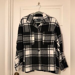 Zara Wool blend shacket in black and white